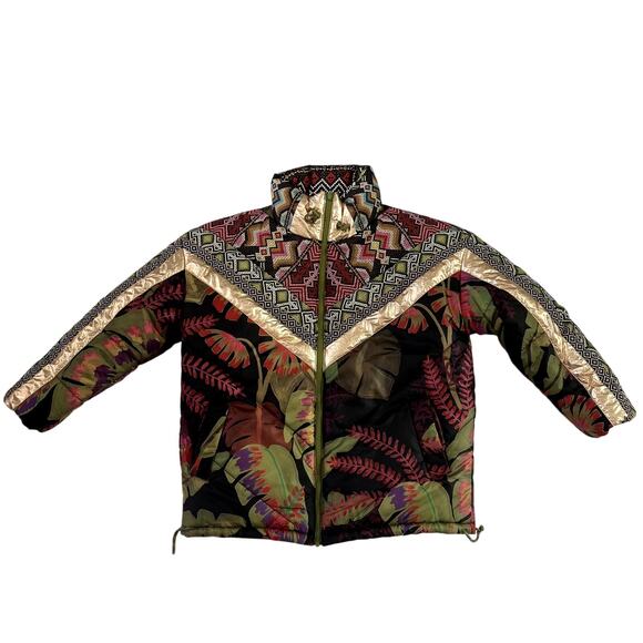 FARM Rio Tropical Puffer Metallic Coat Jacket Multicolor Size XS - Picture 1 of 6
